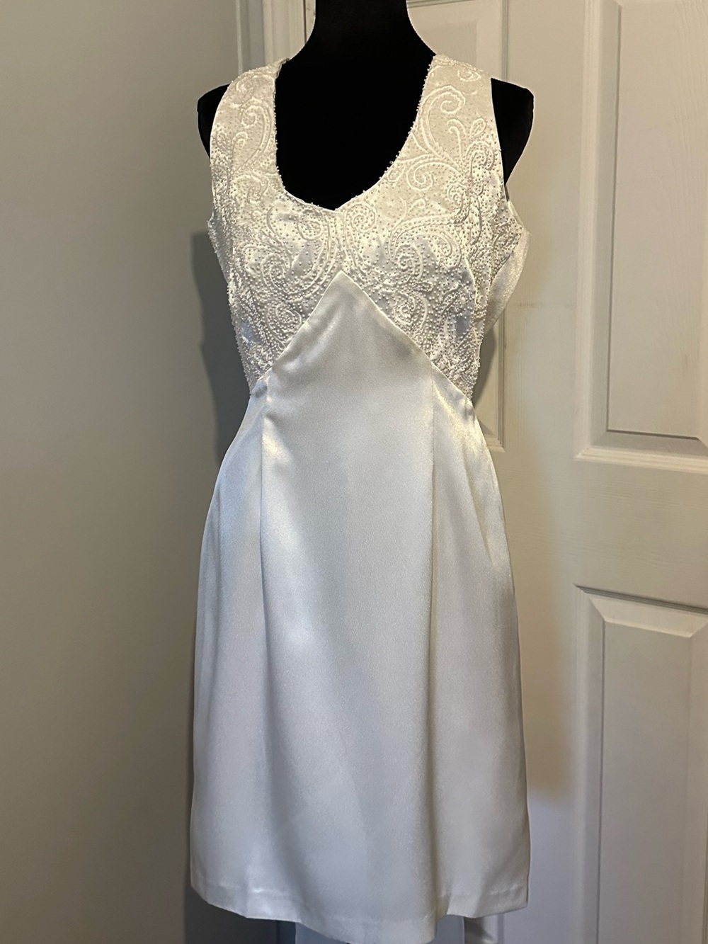 Vintage 60s White Satin & Heavily Beaded wedding dress